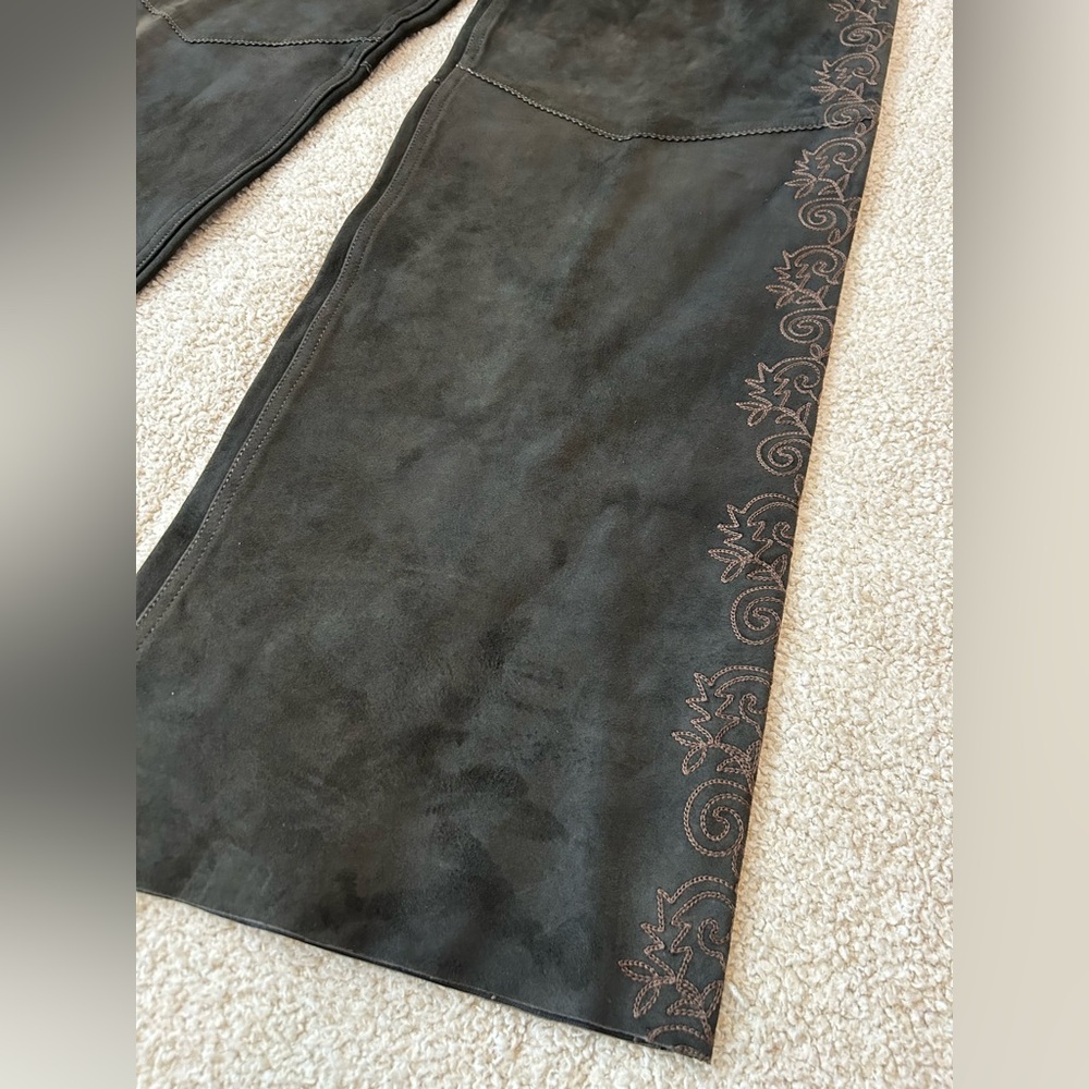RRL Embroidered Suede Flare Pant Size 28 - Picture 9 of 12